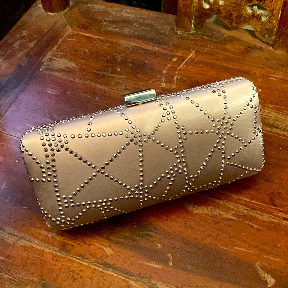 Olga Berg Champagne studded clutch